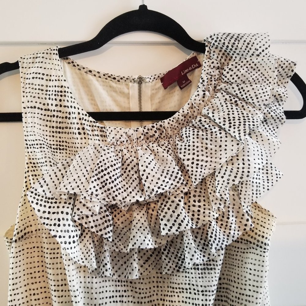 Line and Dot Black and White Dress - Picture 1 of 8